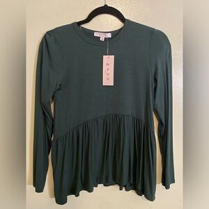 [gaze] dark green peplum top size xs